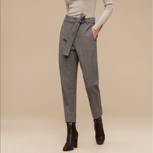 Aritzia Wilfred Tie Front grey Wool Pants